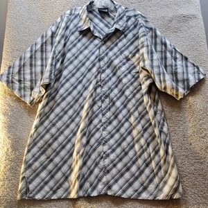 South Pole Shirt Men's 2XL Black White Plaid Line Retro Button Up Casual Outdoor